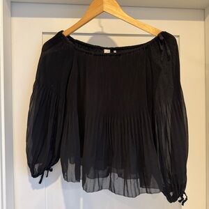 Wilfred Black Sheer Off-Shoulder Blouse